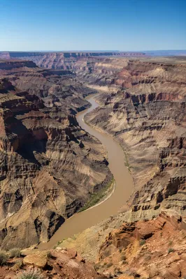 Aerial Desert Canyon River S-Curve View