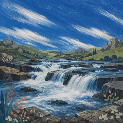 Wild River Rapids Through Highland Rocks