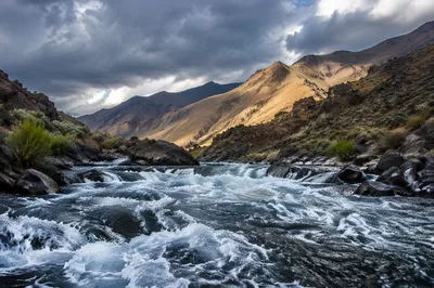 Dramatic Whitewater Rapids in Rocky Canyon