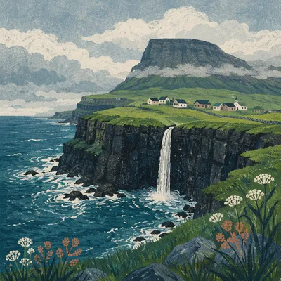 Dramatic Basalt Coastline with Crashing Waves