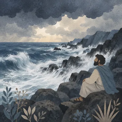 Dramatic Rocky Coastline Under Storm Clouds