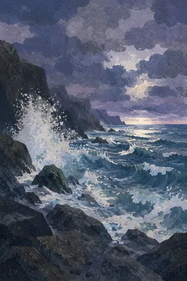 Dramatic Rocky Coastline at Blue Hour