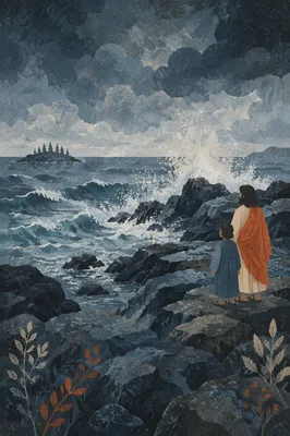 Dramatic Waves on Rocky Storm Coast