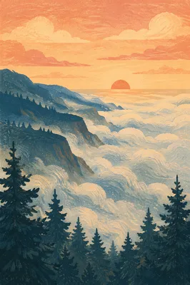 Sunrise Fog Over Coastal Cliffs