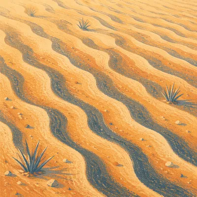 Golden Desert Sand Ripples Overhead Pattern