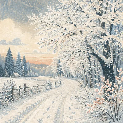 Snow Covered Pine Winter Wonderland Path