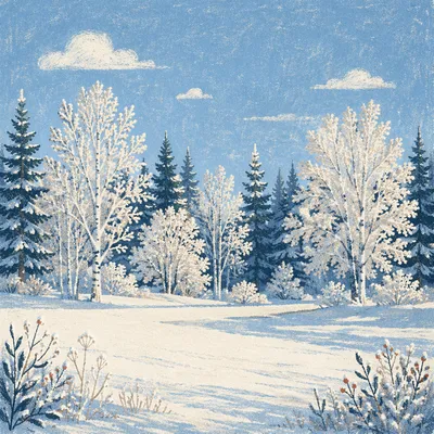 Serene Snow Covered Pine Winter Wonderland