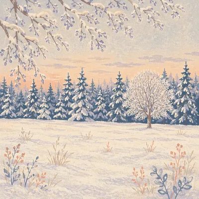 Snow Covered Pines in Winter Wonderland
