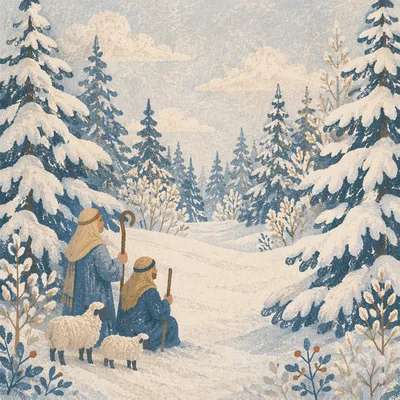 Snow Covered Pine Forest Winter Path