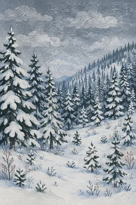 Snow Covered Pine Forest Winter Wonderland