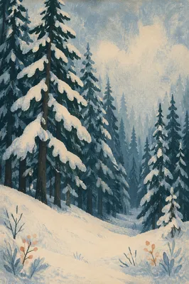 Snow Covered Pine Trees Winter Wonderland