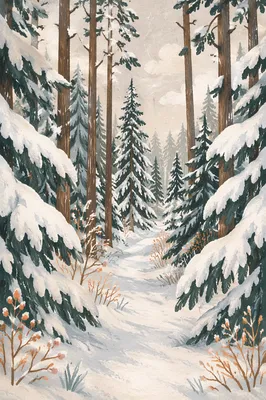 Snow Covered Pine Trees Winter Wonderland