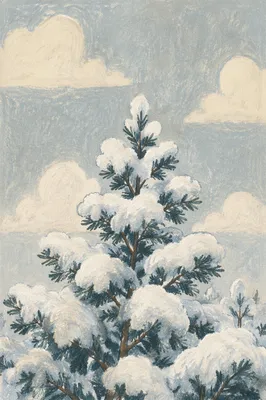 Snow Covered Pine in Winter Wonderland