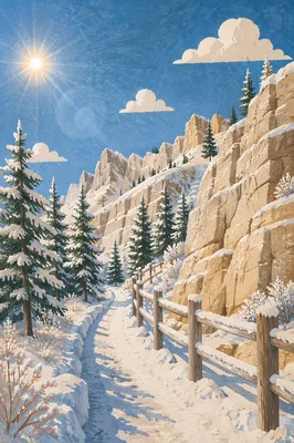 Snowy Pine Canyon Winter Path