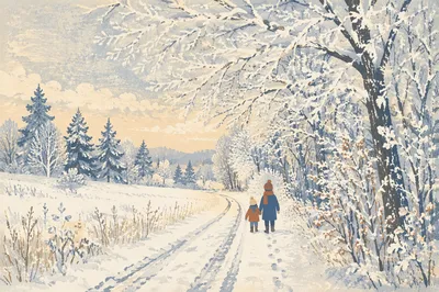 Snowy Pine Path Winter Wonderland
