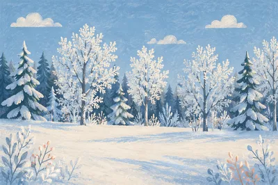 Serene Snowy Pine Winter Wonderland Landscape