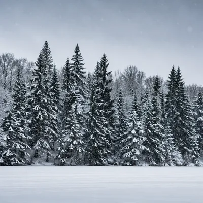 Quiet Snowfall Over Evergreen Winter Forest