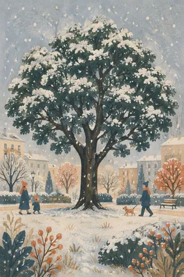 Peaceful Snowfall Over Winter Park Trees