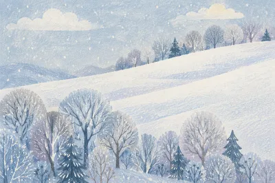 Peaceful Snowfall Over Winter Trees