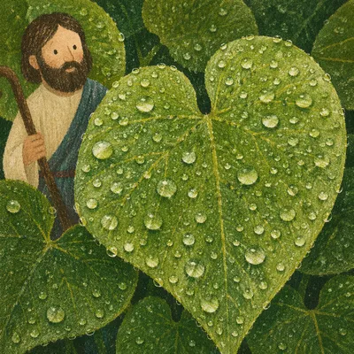Spring Raindrops on Fresh Green Leaves