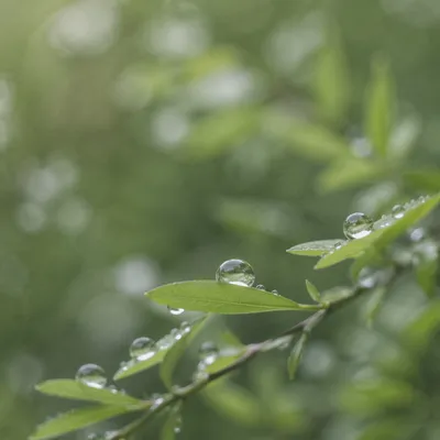 Spring Raindrops on Fresh Green Leaves