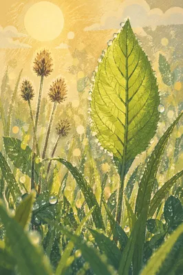 Dewy Spring Leaves in Morning Light