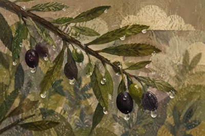 Spring Raindrops on Fresh Evergreen Leaves