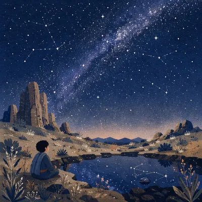 Milky Way Over Quiet Desert Basin