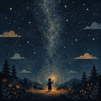 Milky Way Over Quiet Rural Meadow