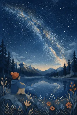 Milky Way Over Quiet Alpine Lake