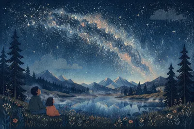 Milky Way Over Quiet Alpine Lake