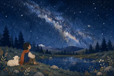 Milky Way Over Alpine Meadow Pond
