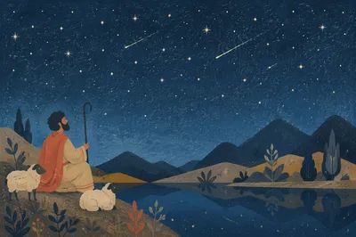 Starry Mountain Lake Reflection at Night
