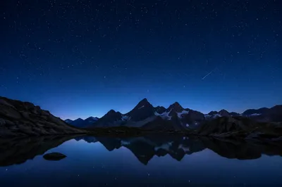 Starry Night Over Mountain Lake Reflection