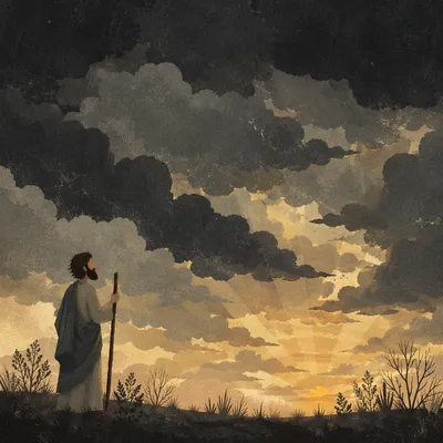 Dramatic Storm Clouds Over Golden Horizon