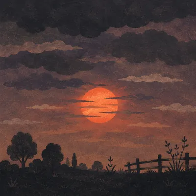 Glowing Sun Beneath Dark Storm Clouds