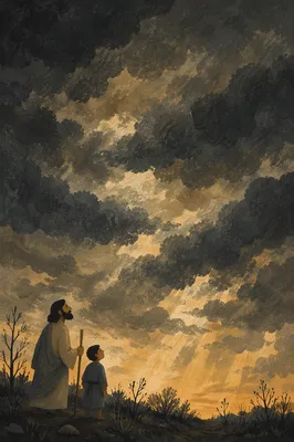 Dramatic Storm Clouds Over Golden Horizon