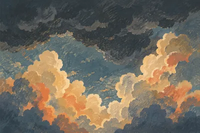Dramatic Storm Clouds Over Dark Sky