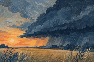 Dramatic Storm Clouds Over Open Plain