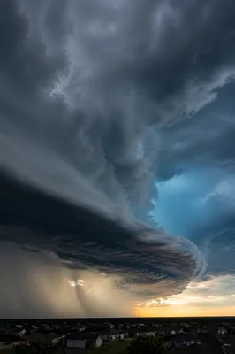 Dramatic Storm Clouds Over Suburban Horizon