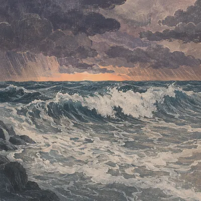 Dramatic Stormy Sea with Dark Clouds
