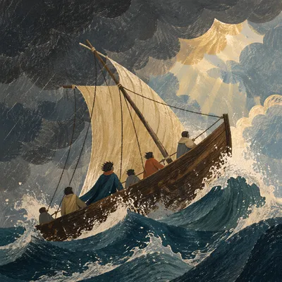 Stormy Sea Sailboat Under Dramatic Clouds