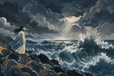 Dramatic Stormy Sea Under Dark Clouds