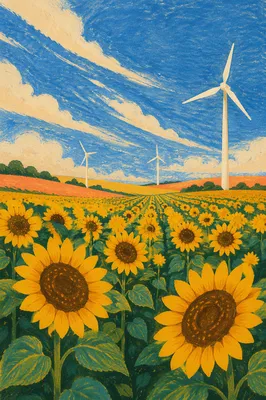 Sunflower Field Under Vivid Blue Sky