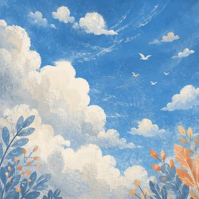 Sunny Blue Sky with White Clouds