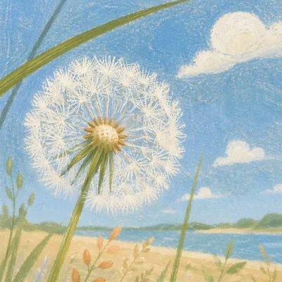 Sunlit Dandelion Against Blue Sky