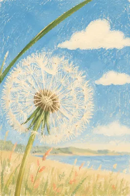Sunlit Dandelion Under Blue Summer Sky