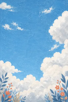 Sunny Blue Sky With White Clouds