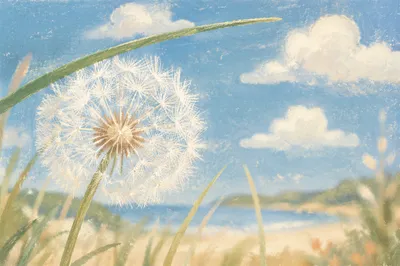 Sunlit Dandelion Under Blue Sky