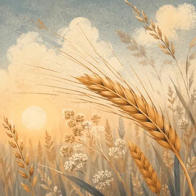 Golden Sunrise Over Quiet Wheat Field
